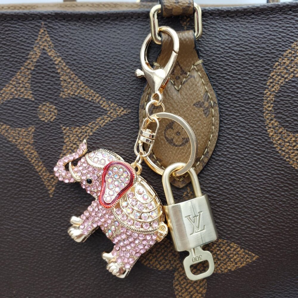 Authentic Louis Vuitton Lock & Key with Unbranded Elephant Charm, Keychain - Picture 2 of 12